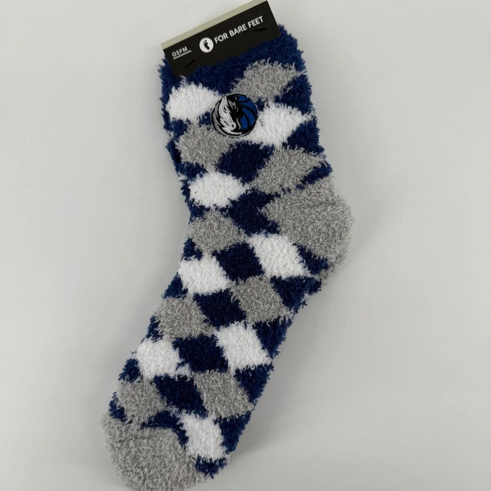 For Bare Feet Dallas Mavericks OSFM Argyle‎ Fuzzy Cozy Socks